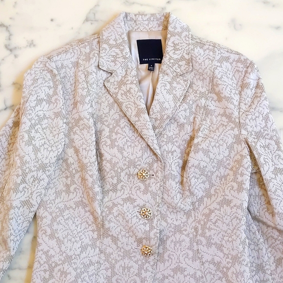 NWOT. The Limited Fully lined gold jacquard blazer with jeweled buttons. - Picture 3 of 8